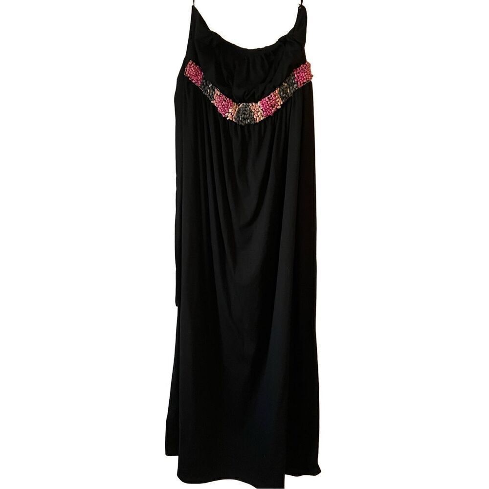 Bailey Blue Beaded Strapless Maxi Dress L